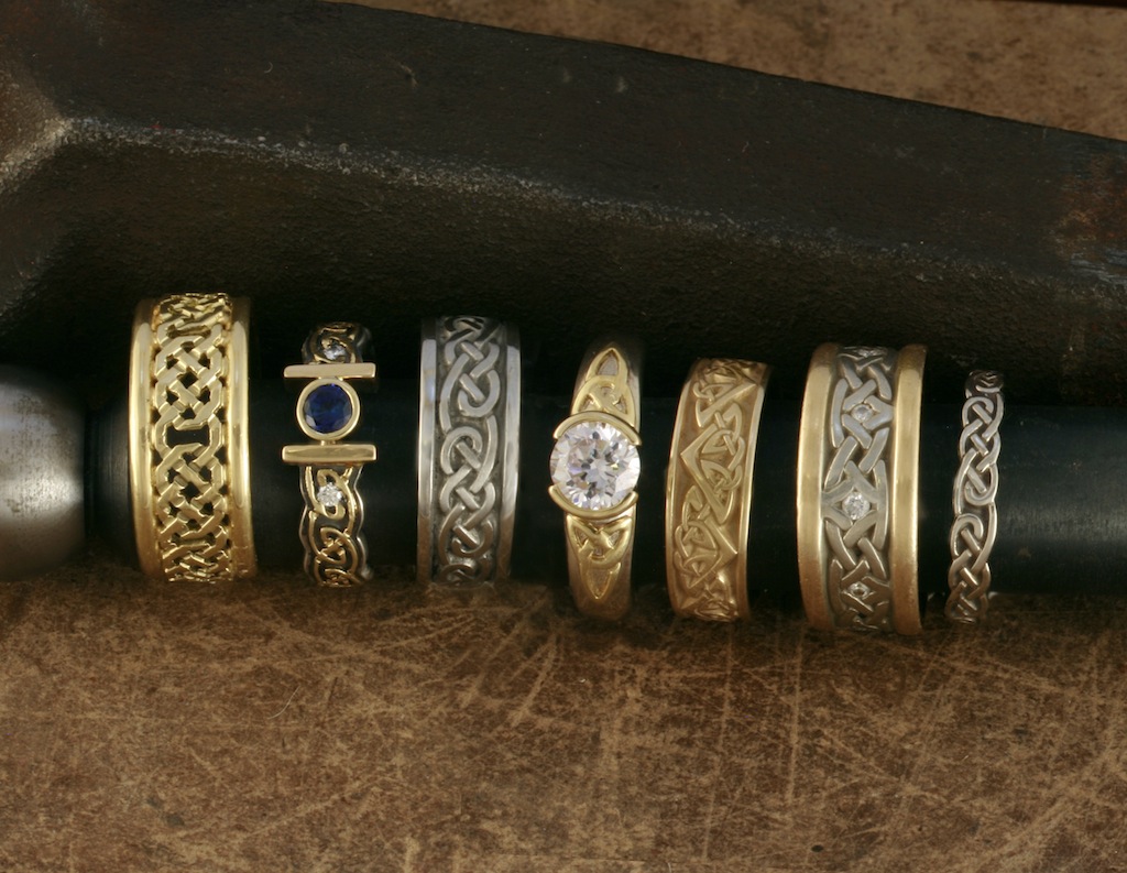 A selection of several of our Celtic wedding rings and Celtic engagement rings.